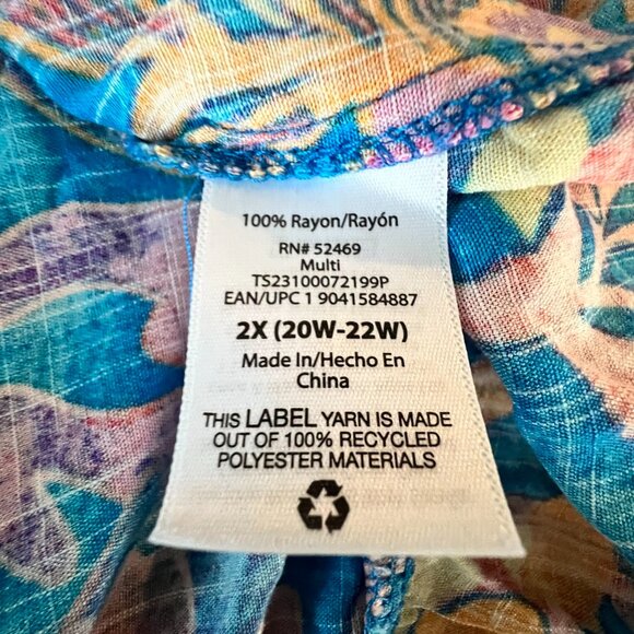 Terra & Sky Floral Blouse Women's Size 2X - Bright - Picture 7 of 8